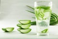 Fresh aloe Vera water in glass