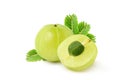 Fresh Amla Indian gooseberry fruits with cut in half