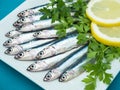 Fresh anchovies in a plate