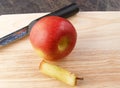 An apple having the core removed