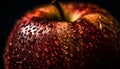 Fresh apple drop reflects nature dew, a healthy snack generated by AI