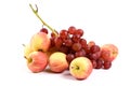 Fresh apple and grape on white Royalty Free Stock Photo