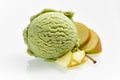 Fresh apple ice cream with sliced fruit
