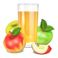 Fresh apple juice in glass, red and green apples Royalty Free Stock Photo