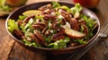 Fresh apple pecan salad in a wooden bowl Royalty Free Stock Photo