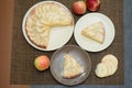 Fresh apple pie cut into triangular pieces. View from above Royalty Free Stock Photo