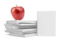 Fresh apple on pile of white books Royalty Free Stock Photo