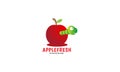 Fresh apple red with caterpillar logo design vector icon symbol illustration Royalty Free Stock Photo