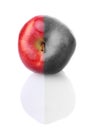 Fresh apple with red and colourless half Royalty Free Stock Photo