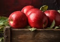 Fresh Apple in a Rustic Wooden Box - Nourishing Delight Amidst Natural Charm Royalty Free Stock Photo