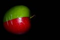 Apples on black backgroundgreen and red Apple on a black background Wallpapers, healthy food Royalty Free Stock Photo
