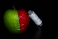 Apples on black backgroundgreen and red Apple on a black background Wallpapers, healthy food Royalty Free Stock Photo