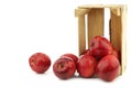 Fresh apples called `red love` in a wooden crate Royalty Free Stock Photo