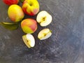 Fresh apples healthy on a concrete background, autumn vitamin