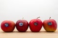 Fresh apples cultivar by different Italian Companies. Royalty Free Stock Photo