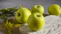 Fresh apples on old background vegetarian rustic harvest