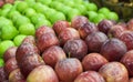 Fresh apples in supermarkets. Fruit background. Healthy eating. Fall harvest. Royalty Free Stock Photo