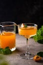 Fresh apricot Bellini cocktail with mint Royalty Free Stock Photo