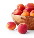 Fresh apricots in the wooden bowl still life of ripe fruits Royalty Free Stock Photo