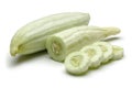 Fresh Armenian cucumbers with slices isolated