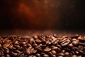 Fresh aromatic coffee beans on a brown background. Copy space for text Royalty Free Stock Photo