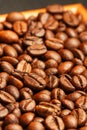 Fresh and aromatic roasted coffee beans in two wooden box, can be used as background Royalty Free Stock Photo