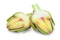 Fresh Artichokes half isolated on white background closeup Royalty Free Stock Photo