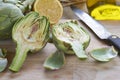 Fresh artichokes to cook