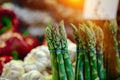 Fresh asparagus at Farmers` market Royalty Free Stock Photo