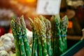 Fresh asparagus at Farmers` market Royalty Free Stock Photo