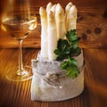 Fresh asparagus with a glas white wine
