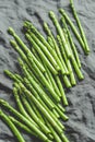 Fresh asparagus on a grey linen kitchen towel Royalty Free Stock Photo