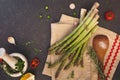 Fresh asparagus and ingredients Royalty Free Stock Photo