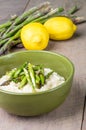 Fresh asparagus risotto with lemons