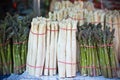 Fresh asparagus selling in a farmers market Royalty Free Stock Photo