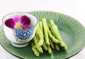 Fresh asparagus shoots on a plate Royalty Free Stock Photo