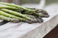 Fresh asparagus on wood surface Royalty Free Stock Photo