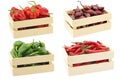 Fresh assorted cooking vegetables in a small wooden box Royalty Free Stock Photo