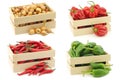 Fresh assorted cooking vegetables in a small wooden box Royalty Free Stock Photo