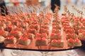Fresh Assorted snacks of canape on the table. Royalty Free Stock Photo