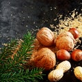 Fresh assorted whole nuts for a festive Xmas Royalty Free Stock Photo