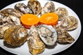 Fresh Atlantic oysters from the southern coast of Brazil, with ripe clove lemon.