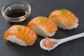 Fresh atlantic salmon Sushi with dressing