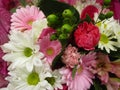 Fresh and attractive mixed bouquet flowers close up at the florist Royalty Free Stock Photo