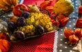 fresh autumn fruits and vegetables thanksgiving Royalty Free Stock Photo