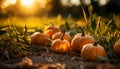 Fresh autumn pumpkin decoration on rural farm table, nature harvest generated by AI Royalty Free Stock Photo