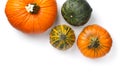 Fresh Autumn Pumpkins Isolated On White Background