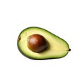 Fresh avocado fruit. Half of a ripe avocado isolated. Healthy diet. Vegetarian food