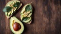 Fresh Avocado Toast on a Wooden Background with Copy Space