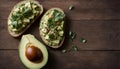 Fresh Avocado Toast on a Wooden Background with Copy Space